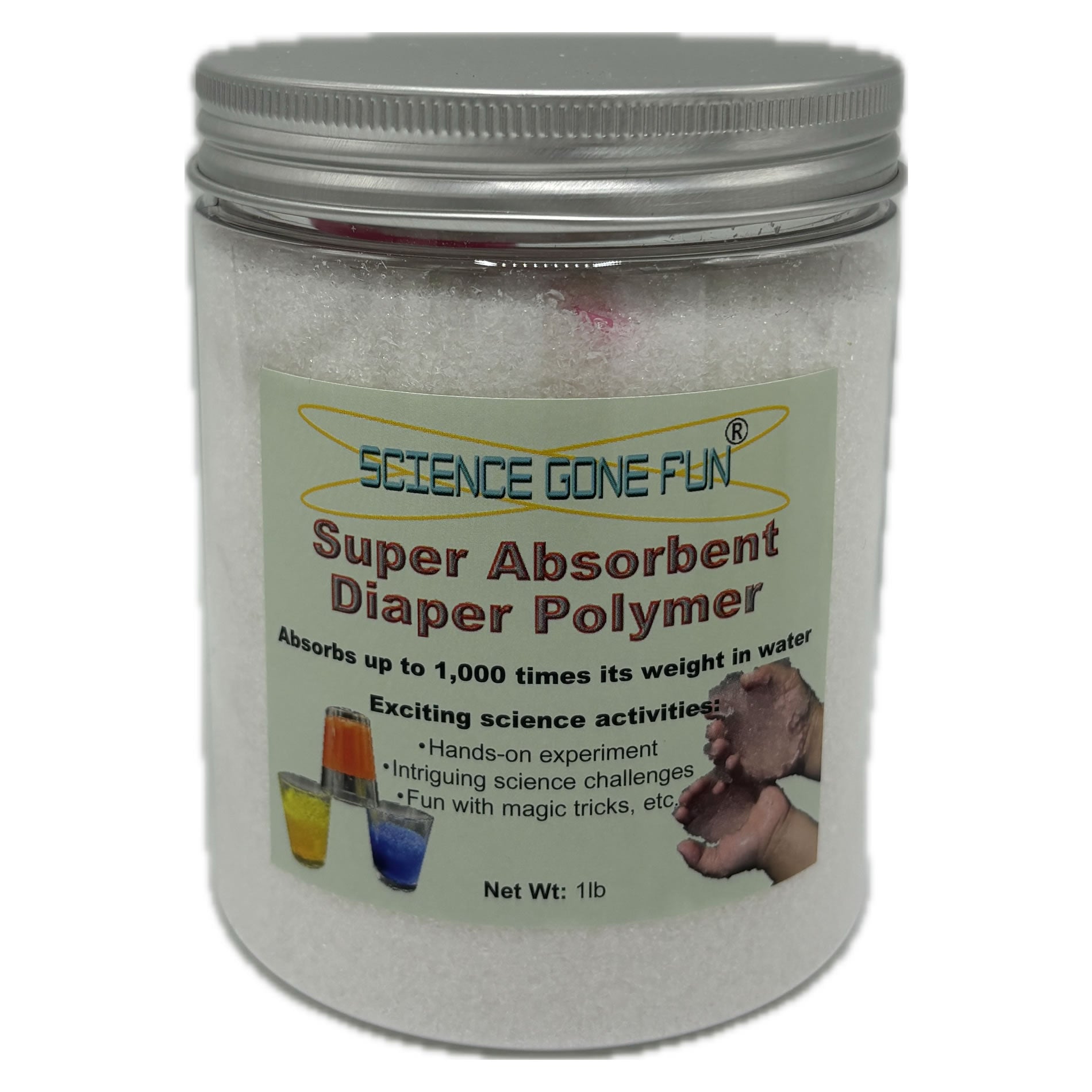 Diaper Polymer: 1 LB Jar (Pack of 2)