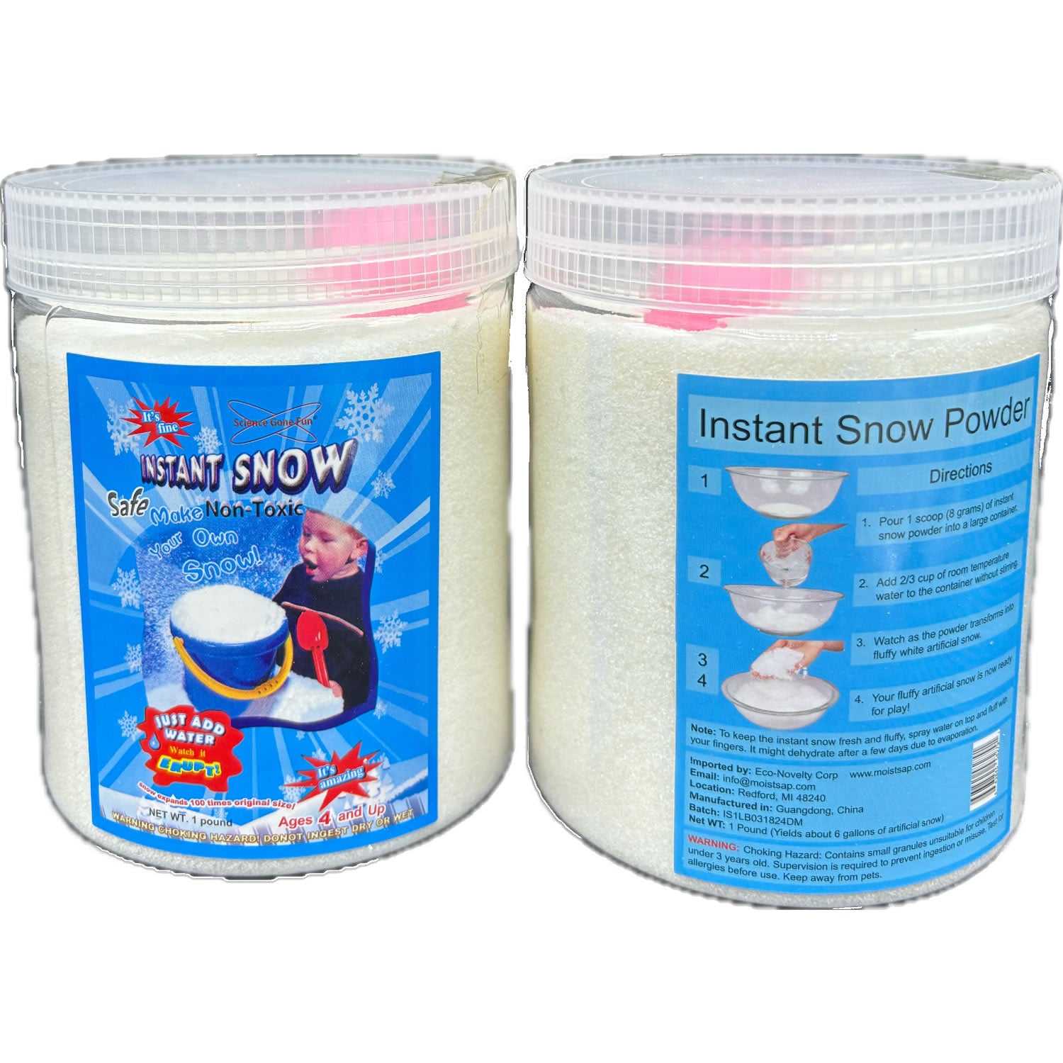Instant Snow Powder, 1 lb Jar (Pack of 2)