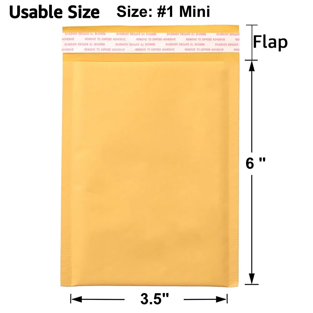 Gold Self-Seal Padded Mailers – Mini, 50 Pieces